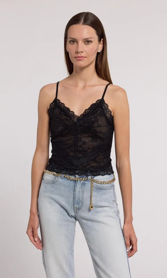 Generation Love Clothing Odilla Lace Cami Black Beige Women Tops