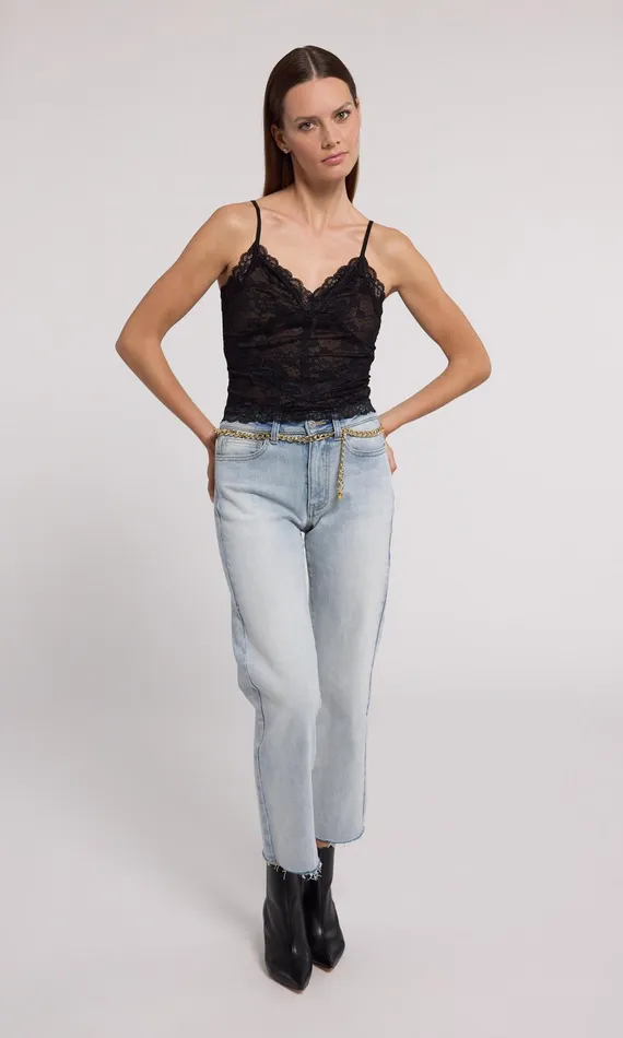 Generation Love Clothing Odilla Lace Cami Black Beige Women Tops