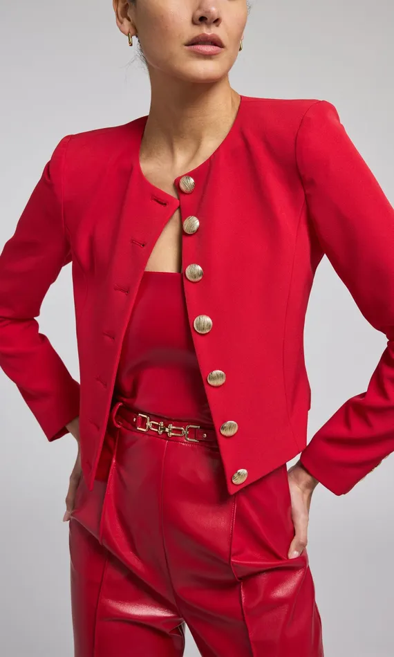 Generation Love Clothing Olempia Crepe Blazer Red Women Blazers and Jackets