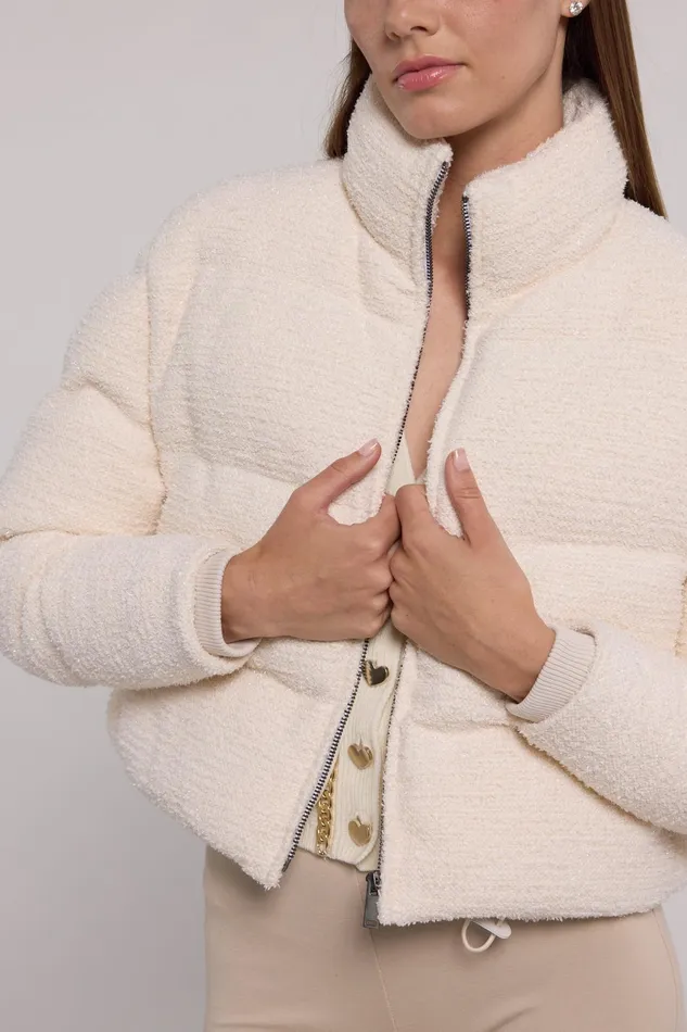 Generation Love Clothing Rhoda Tweed Puffer White Women Outerwear