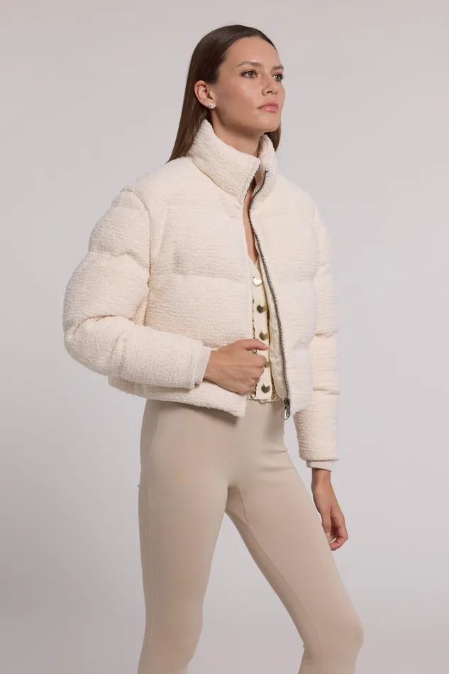 Generation Love Clothing Rhoda Tweed Puffer White Women Outerwear