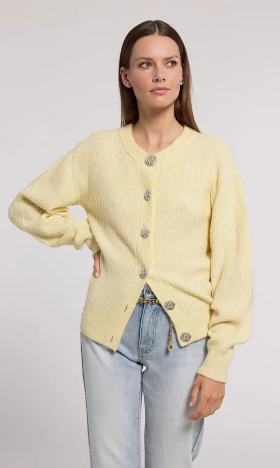 Generation Love Clothing Savera Cardigan Pale Yellow Women Sweaters and Sweatshirts