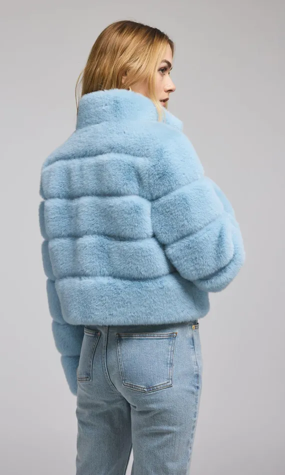 Generation Love Clothing Tala Faux Fur Bomber Powder Blue Women Outerwear