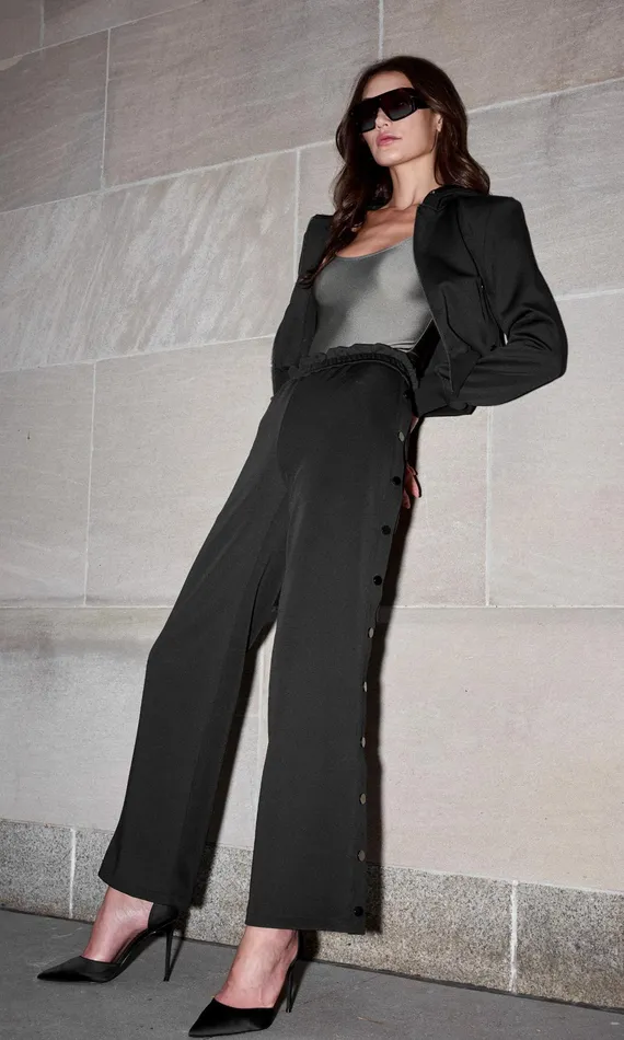 Generation Love Clothing Zola Side Snap Scuba Pants Black Women Pants