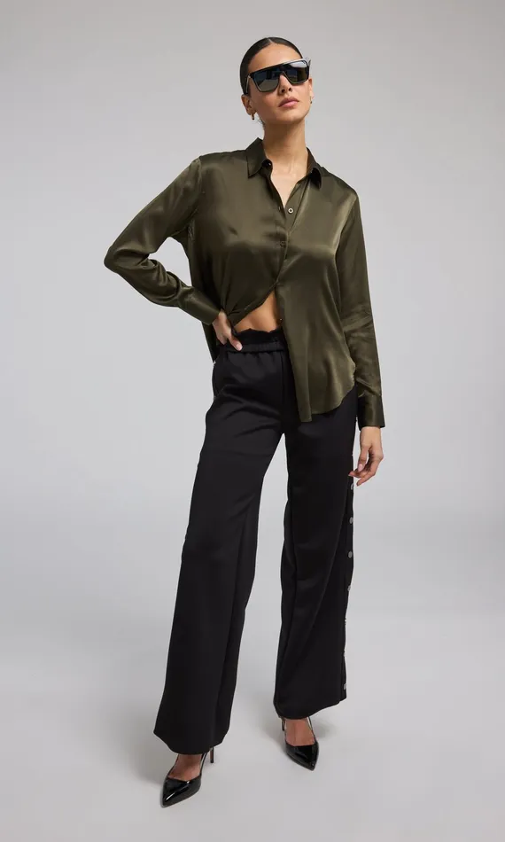 Generation Love Clothing Zola Side Snap Scuba Pants Black Women Pants