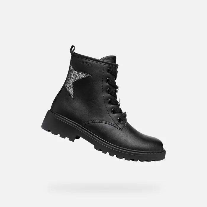 Geox Ankle Boots CASEY GIRL BlackDark Silver Combat Boots Blackdark Silver 8211 Kids Geox Ankle Boots CASEY GIRL BlackDark Silver Combat Boots Blackdark Silver 8211 Kids