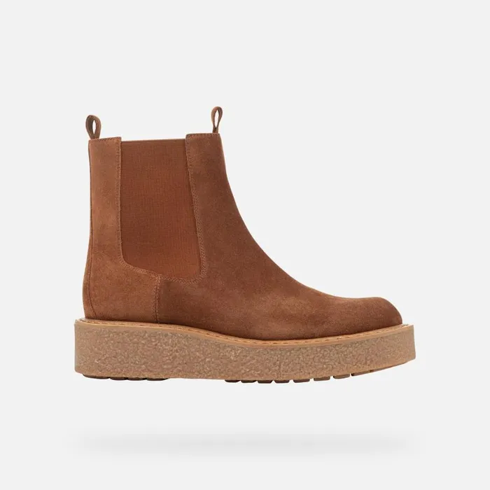 Geox Ankle Boots ELIDEA C Suede Ankle Boots Camel Woman Geox Dark Camel 8211 Woman