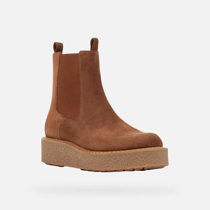 Geox Ankle Boots ELIDEA C Suede Ankle Boots Camel Woman Geox Dark Camel 8211 Woman
