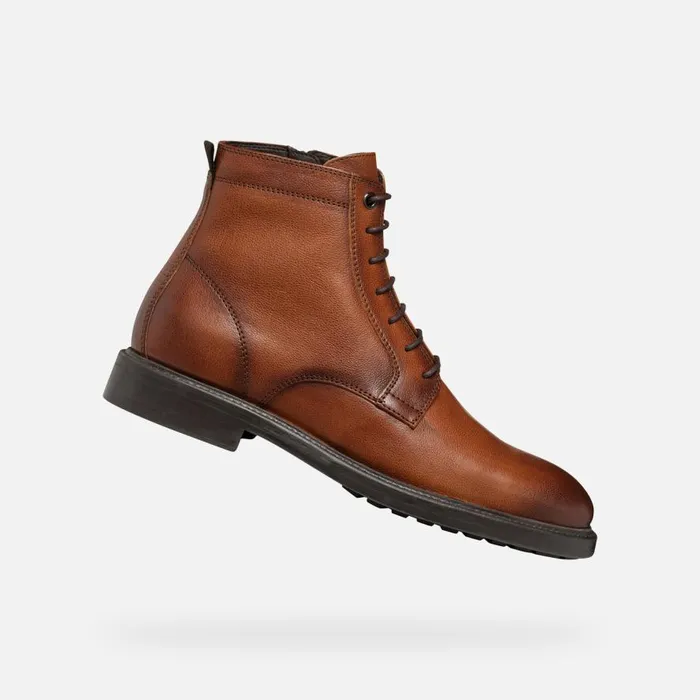 Geox Ankle Boots TIBERIO MAN Cognac Ankle Boots With Laces Cognac 8211 Man