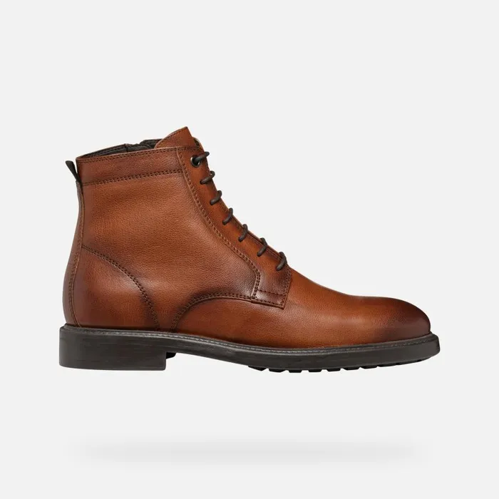 Geox Ankle Boots TIBERIO MAN Cognac Ankle Boots With Laces Cognac 8211 Man
