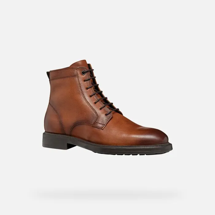 Geox Ankle Boots TIBERIO MAN Cognac Ankle Boots With Laces Cognac 8211 Man