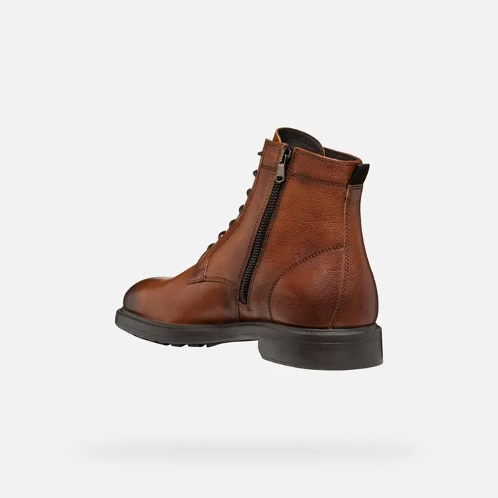 Geox Ankle Boots TIBERIO MAN Cognac Ankle Boots With Laces Cognac 8211 Man