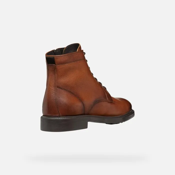 Geox Ankle Boots TIBERIO MAN Cognac Ankle Boots With Laces Cognac 8211 Man