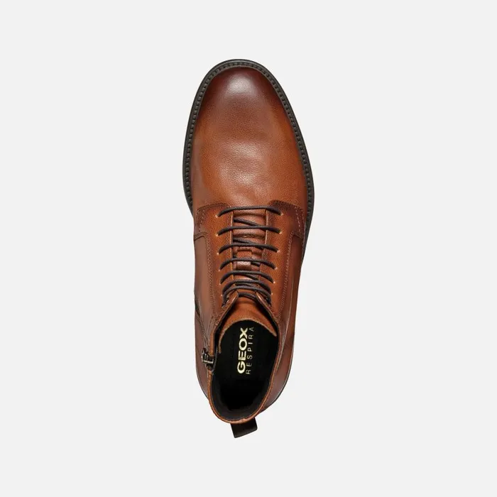 Geox Ankle Boots TIBERIO MAN Cognac Ankle Boots With Laces Cognac 8211 Man