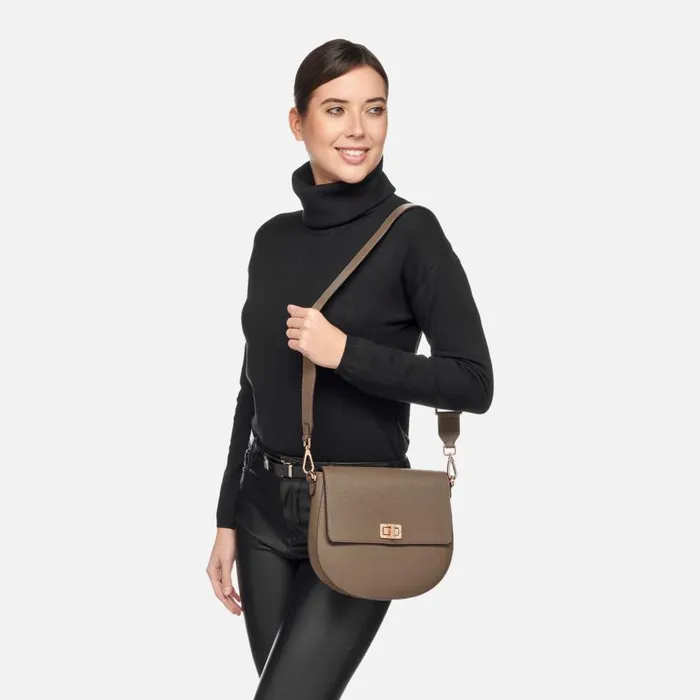 Geox Bags FLAVIE WOMAN Taupe Crossbody Bag Taupe 8211 Woman