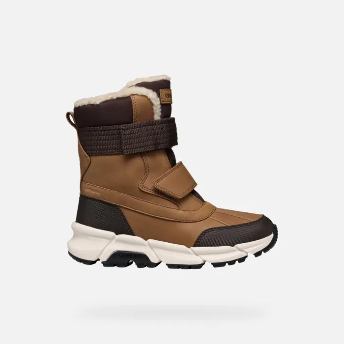 Geox Boots FLEXYPER PLUS ABX BOY TobaccoCoffee Mid Calf Boots Tobaccocoffee 8211 Kids