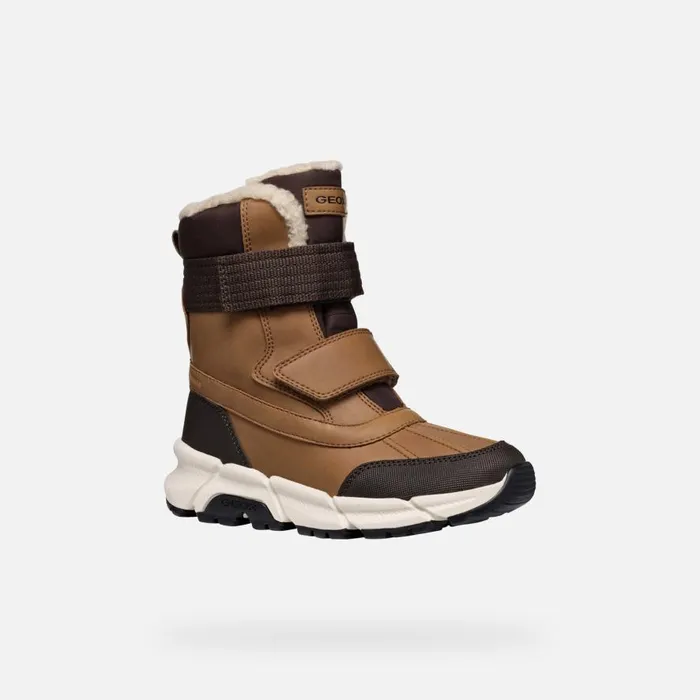 Geox Boots FLEXYPER PLUS ABX BOY TobaccoCoffee Mid Calf Boots Tobaccocoffee 8211 Kids