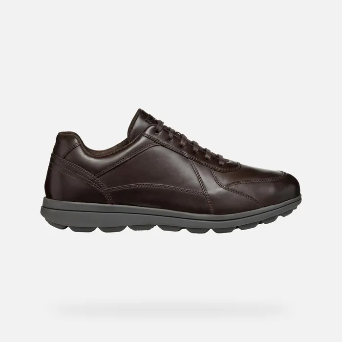 Geox Casual Shoes SPHERICA EC12 Men039s Coffee Leather Sneakers Geox Coffee 8211 Man