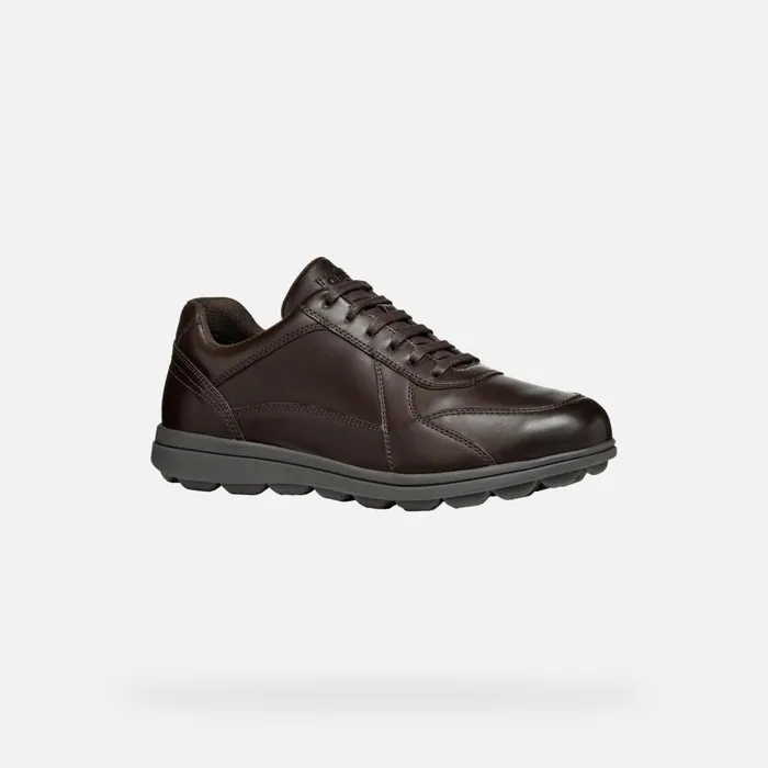 Geox Casual Shoes SPHERICA EC12 Men039s Coffee Leather Sneakers Geox Coffee 8211 Man