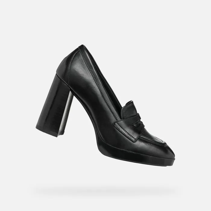 Geox Heels TEULADA WOMAN Black Heeled Loafers Black 8211 Woman