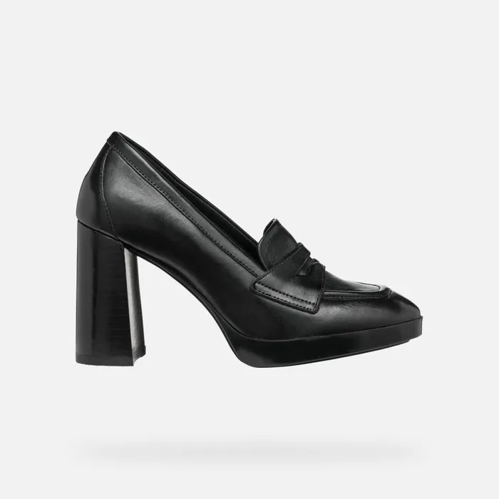 Geox Heels TEULADA WOMAN Black Heeled Loafers Black 8211 Woman