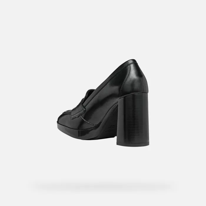 Geox Heels TEULADA WOMAN Black Heeled Loafers Black 8211 Woman