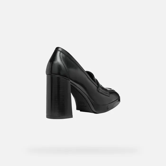Geox Heels TEULADA WOMAN Black Heeled Loafers Black 8211 Woman
