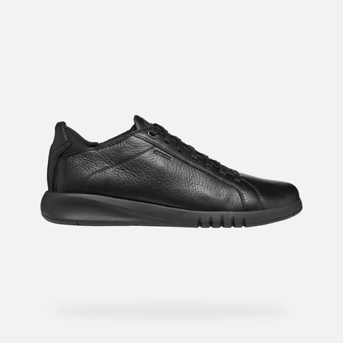 Geox Sneakers AERANTIS MAN Black Leather Shoes Black 8211 Man