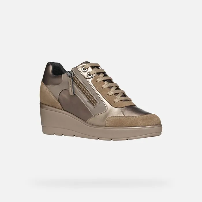 Geox Sneakers ILDE C Wedge Sneakers Taupe Woman Geox Dark Taupe 8211 Woman