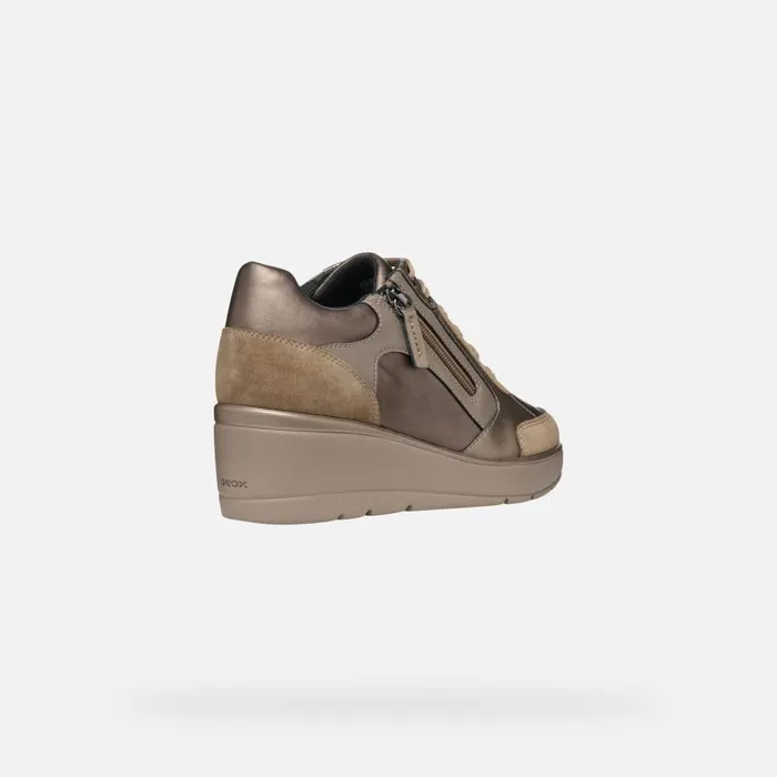Geox Sneakers ILDE C Wedge Sneakers Taupe Woman Geox Dark Taupe 8211 Woman
