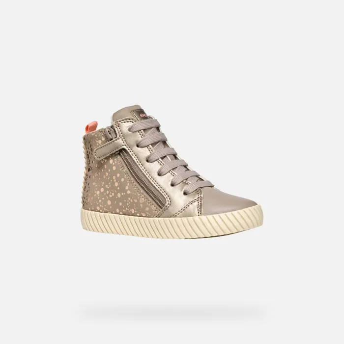 Geox Sneakers MIRROLESS GIRL Dark Beige High Top Sneakers Dark Beige 8211 Kids