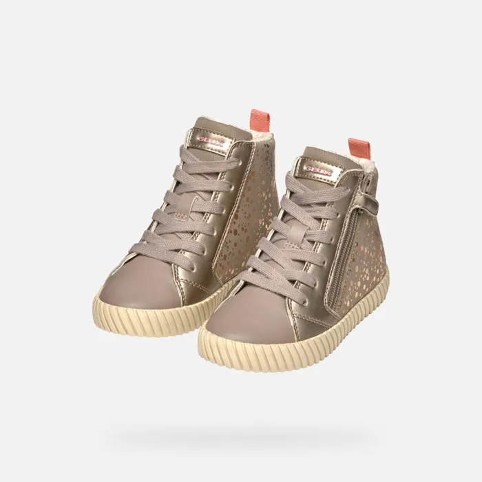 Geox Sneakers MIRROLESS GIRL Dark Beige High Top Sneakers Dark Beige 8211 Kids