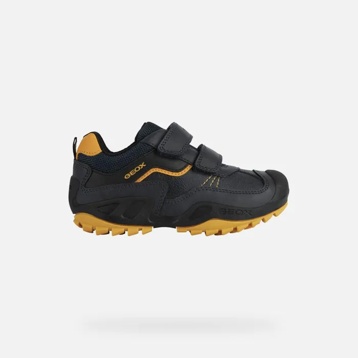 Geox Sneakers NEW SAVAGE A Velcro Shoes Navy Junior Boy Geox Navyochreyellow 8211 Kids