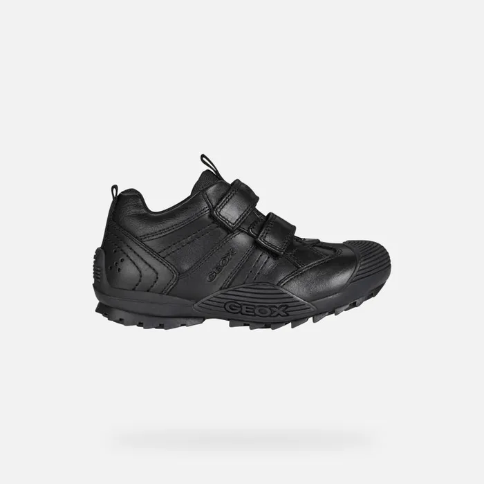 Geox Sneakers SAVAGE Junior Boy039s Black Velcro Shoes UNIFORM Black 8211 Kids