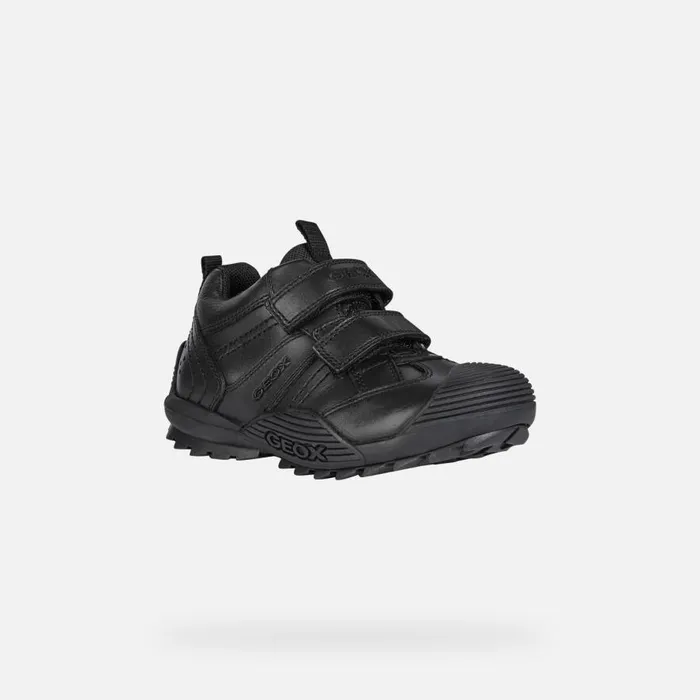 Geox Sneakers SAVAGE Junior Boy039s Black Velcro Shoes UNIFORM Black 8211 Kids