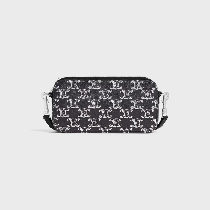 Horizontal Pouch In Triomphe Canvas And Calfskin Silver Black Men CELINE TECH ACCESSORIES Horizontal Pouch In Triomphe Canvas And Calfskin Silver Black Men CELINE TECH ACCESSORIES
