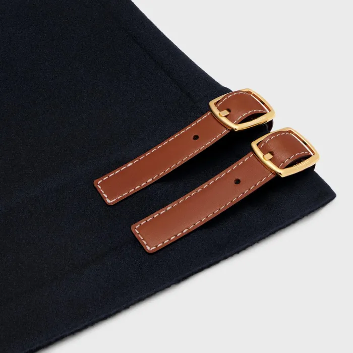 Jacket With Hood In Double Face Cashmere Navy Women CELINE COATS