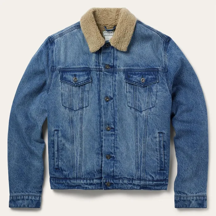 Jackets Men Stetson Denim Sherpa Jacket Blue