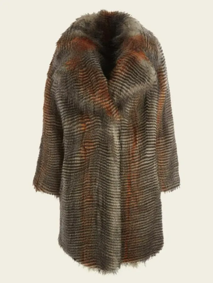 Jackets Women Marciano Alexandra FauxFur Coat Microstriped Fur Jackets Women Marciano Alexandra FauxFur Coat Microstriped Fur