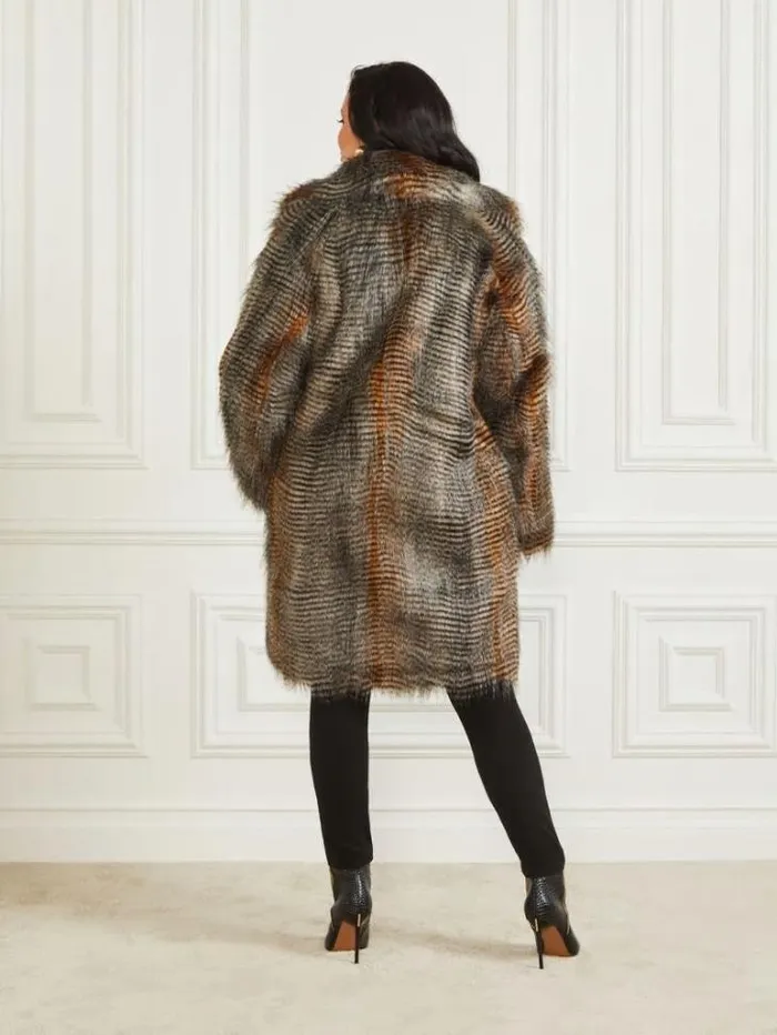 Jackets Women Marciano Alexandra FauxFur Coat Microstriped Fur Jackets Women Marciano Alexandra FauxFur Coat Microstriped Fur