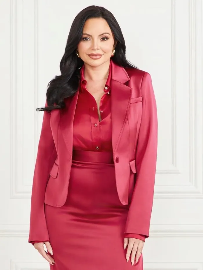 Jackets Women Marciano Corsage Solid Satin Blazer Viva Pink