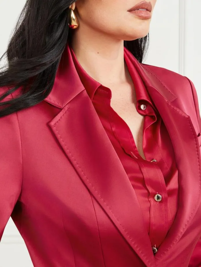 Jackets Women Marciano Corsage Solid Satin Blazer Viva Pink Jackets Women Marciano Corsage Solid Satin Blazer Viva Pink