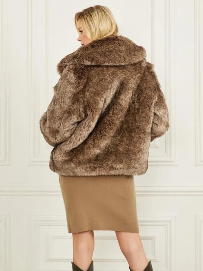 Jackets Women Marciano Duchesse FauxFur Jacket Dark Dune Multi Jackets Women Marciano Duchesse FauxFur Jacket Dark Dune Multi