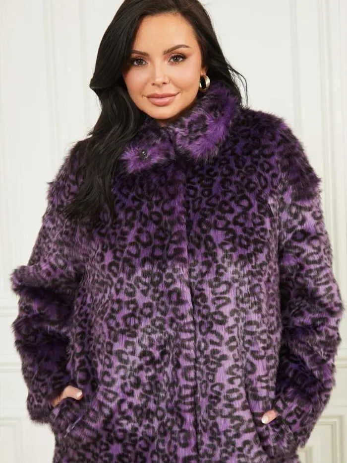Jackets Women Marciano Larissa FauxFur Coat Satellite Purple and Black Jackets Women Marciano Larissa FauxFur Coat Satellite Purple and Black