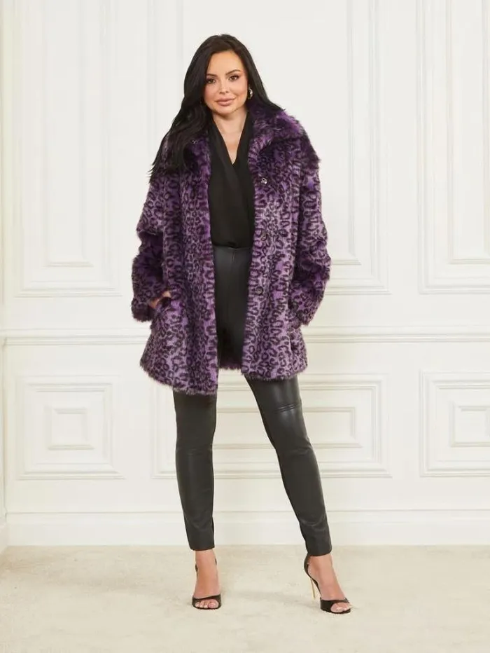 Jackets Women Marciano Larissa FauxFur Coat Satellite Purple and Black Jackets Women Marciano Larissa FauxFur Coat Satellite Purple and Black