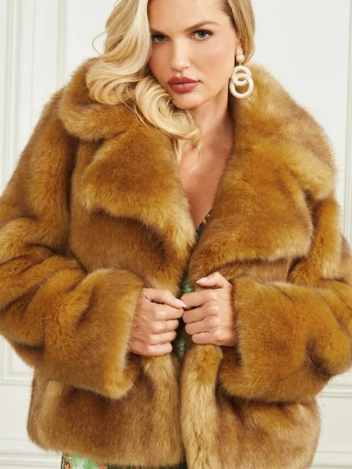 Jackets Women Marciano New Gwenda FauxFur Jacket Camel