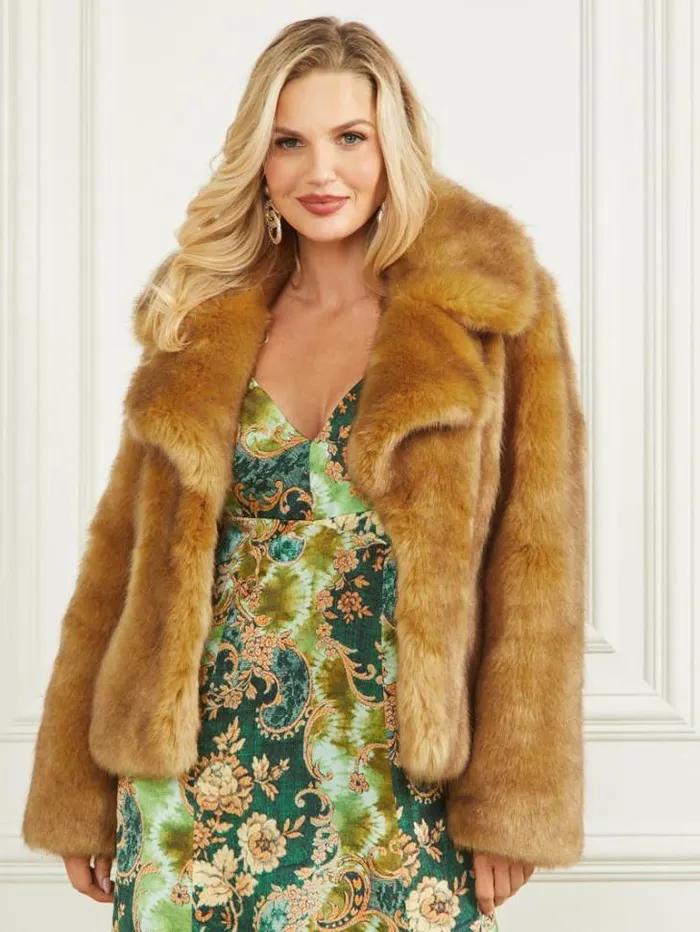 Jackets Women Marciano New Gwenda FauxFur Jacket Camel Jackets Women Marciano New Gwenda FauxFur Jacket Camel