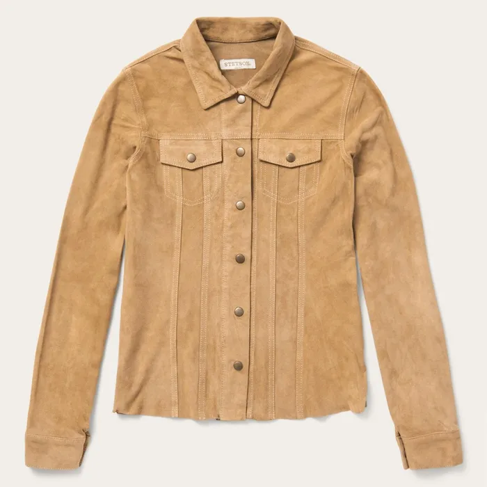 Jackets Women Stetson Suede Denim Shirt Jacket Brown