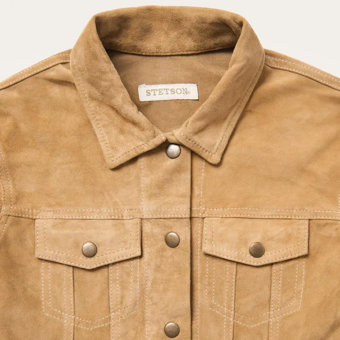 Jackets Women Stetson Suede Denim Shirt Jacket Brown