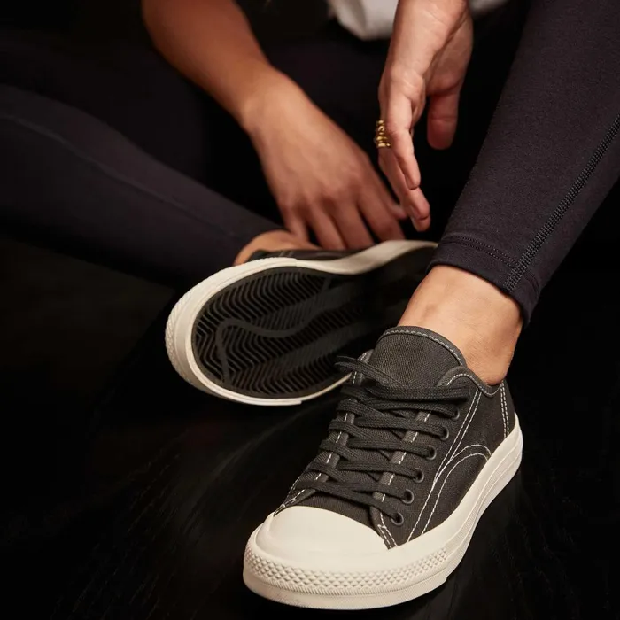 James Perse LaceUps WomenSINGLEQUOTEADDEDs Cotton Linen Vulcanized Sneaker Squid 8211 Women
